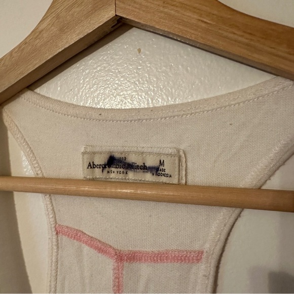 Abercrombie & Fitch white tank Pink Stitching Size M - Picture 5 of 6